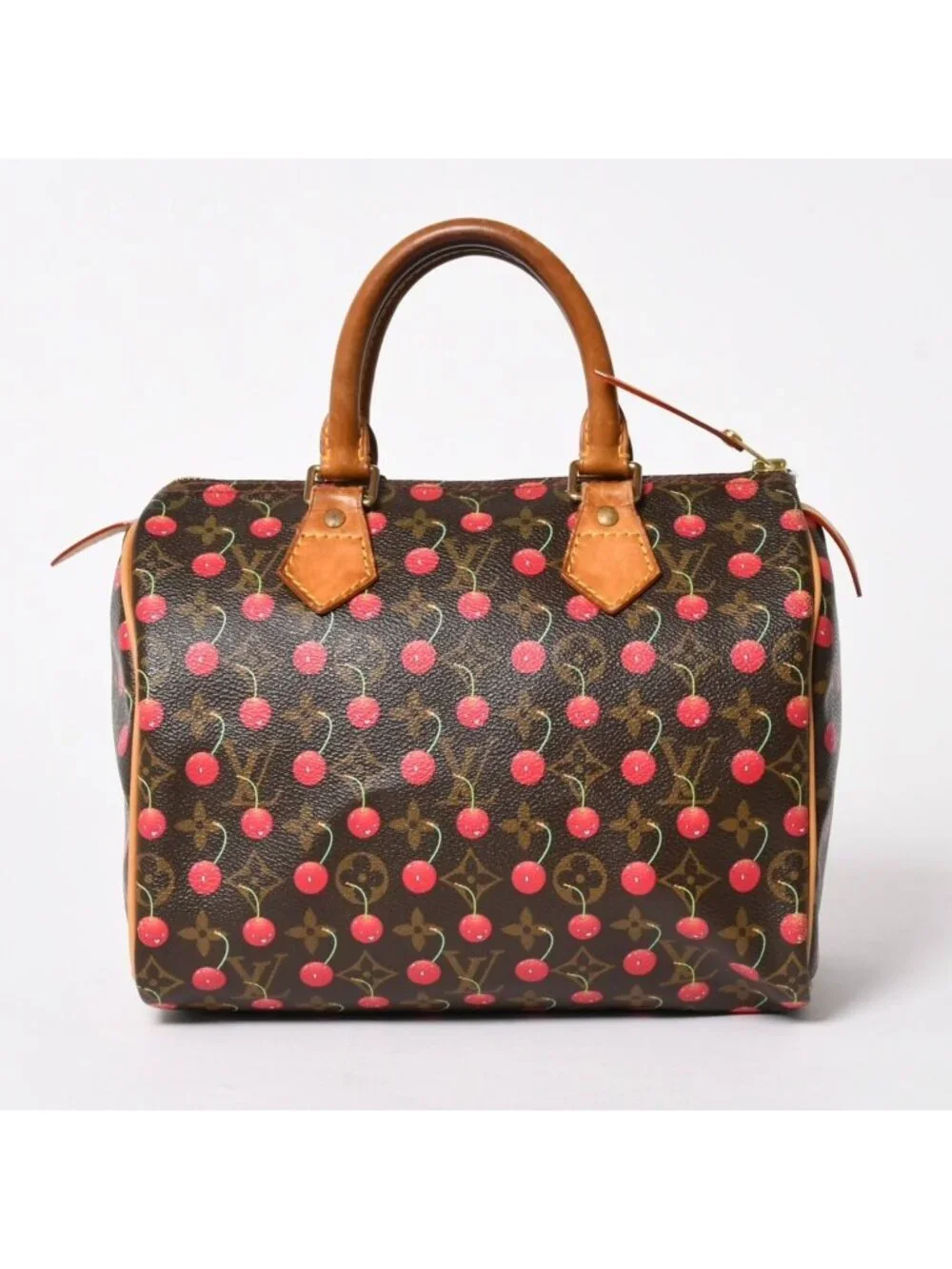 Louis Vuitton Speedy 25 Handbag Monogram Cherry Brown Takashi Murakami